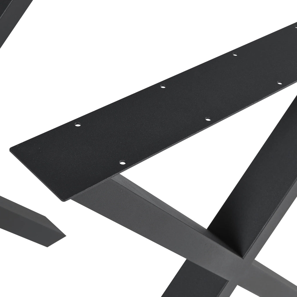 Set di 2 gambe per tavolo da arredamento moderno design originale acciaio 72 x 69 cm nero 03_0009666