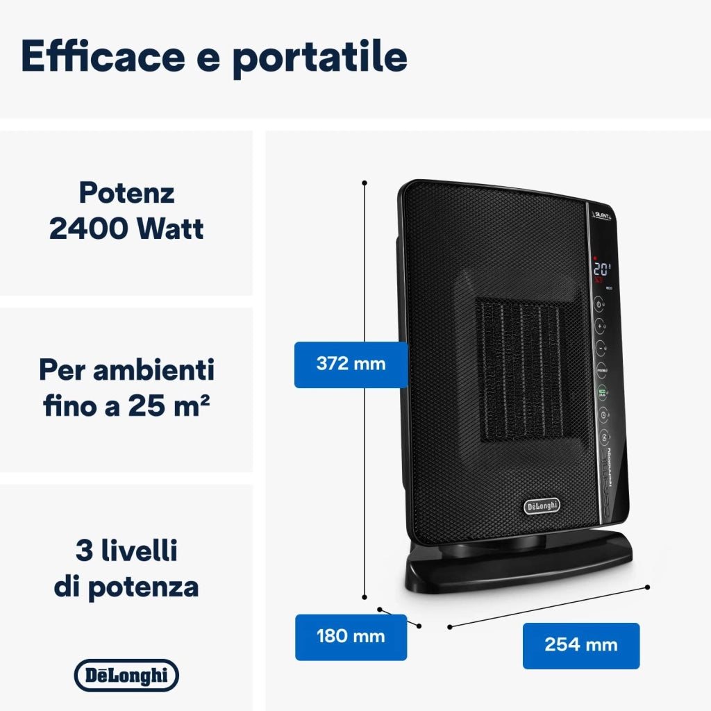 De'Longhi DCH7993ER.BC stufetta elettrica Interno Nero 2400 W Riscaldatore ambiente elettrico con ventilatore