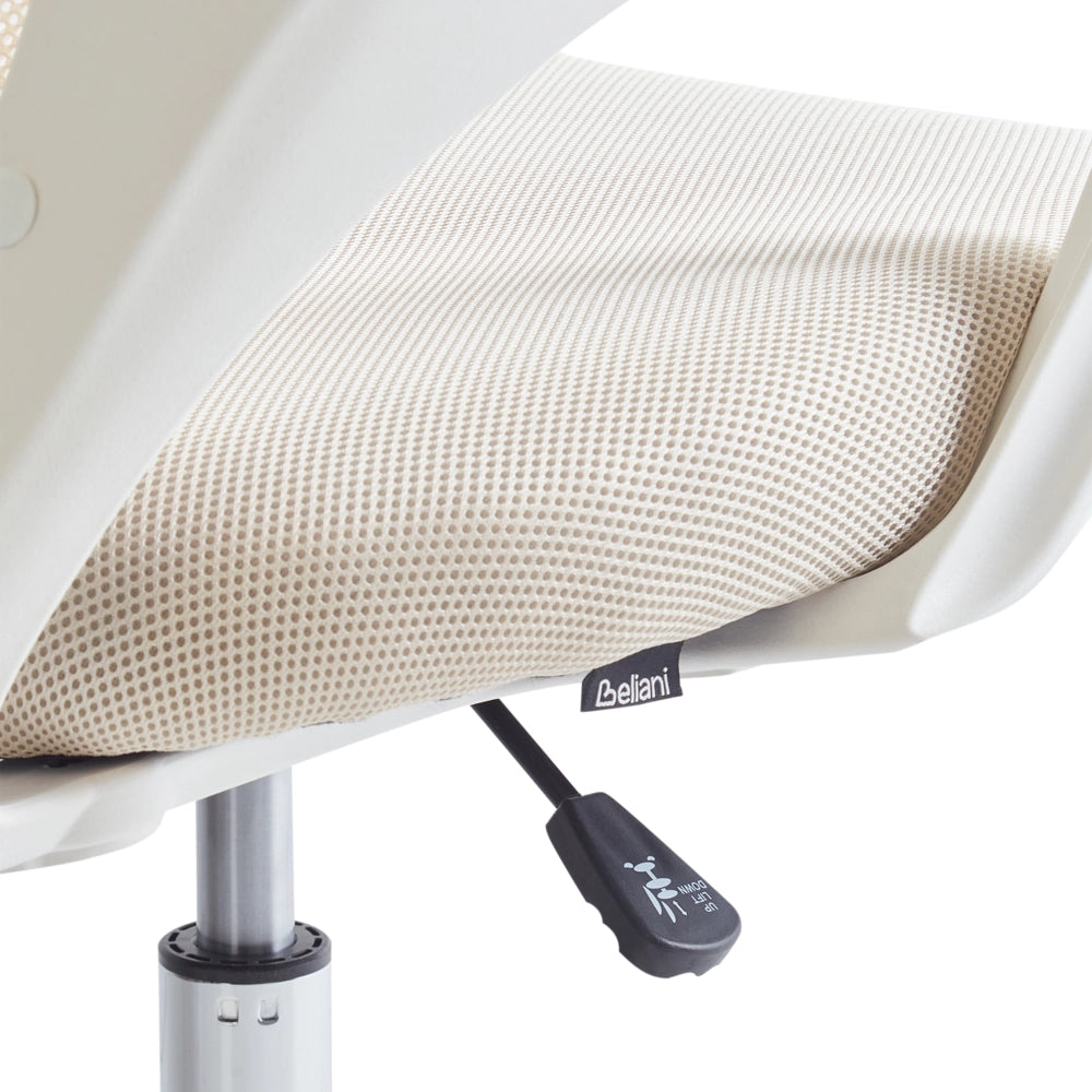 Sedia girevole da ufficio con schienale reclinabile regolabile in altezza beige moderna ufficio in casa