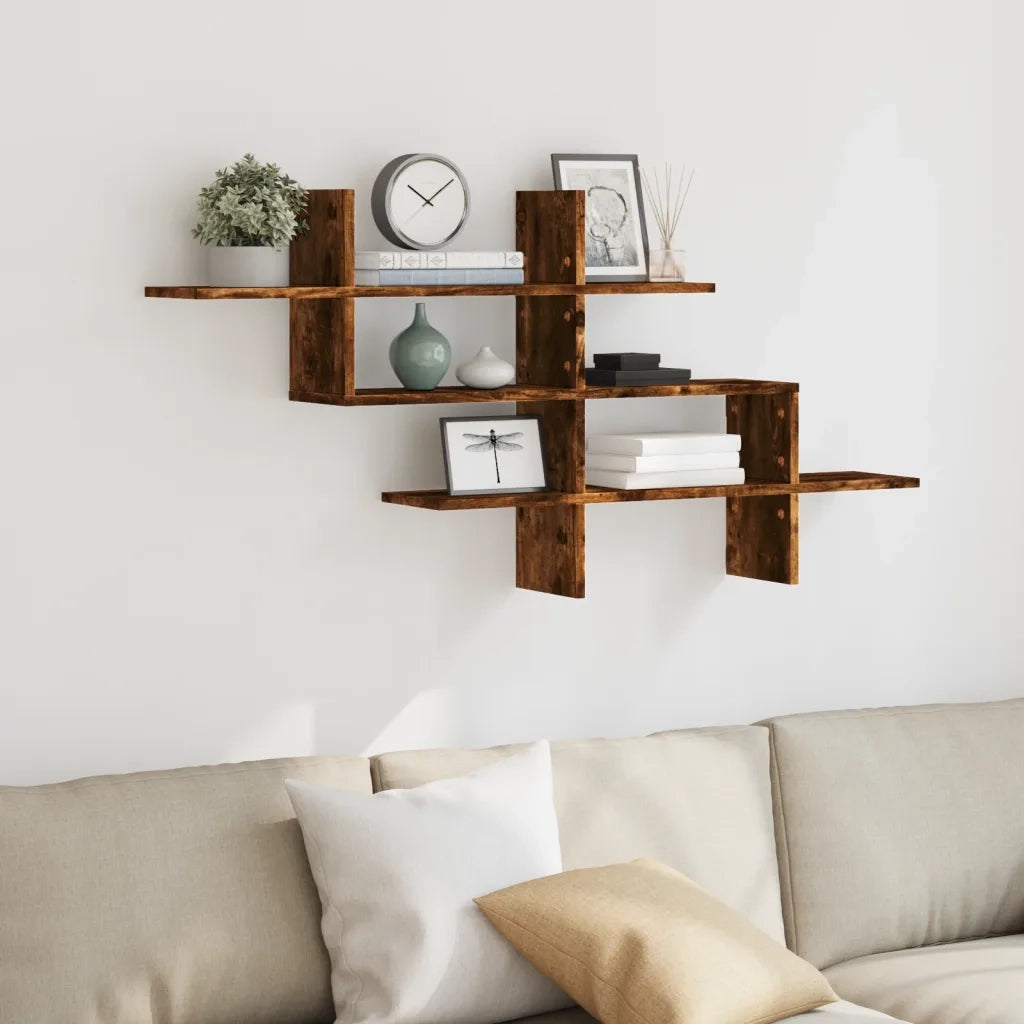 Mensola a Muro Rovere Fumo 124,5x18x60,5 cm in Truciolato