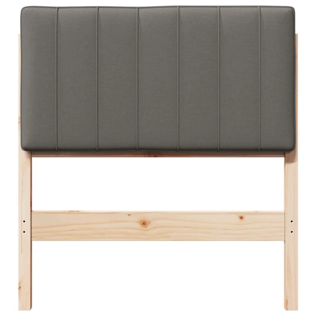 Testiera imbottita Marrone e Grigio Chiaro 80 cm Pino massello
