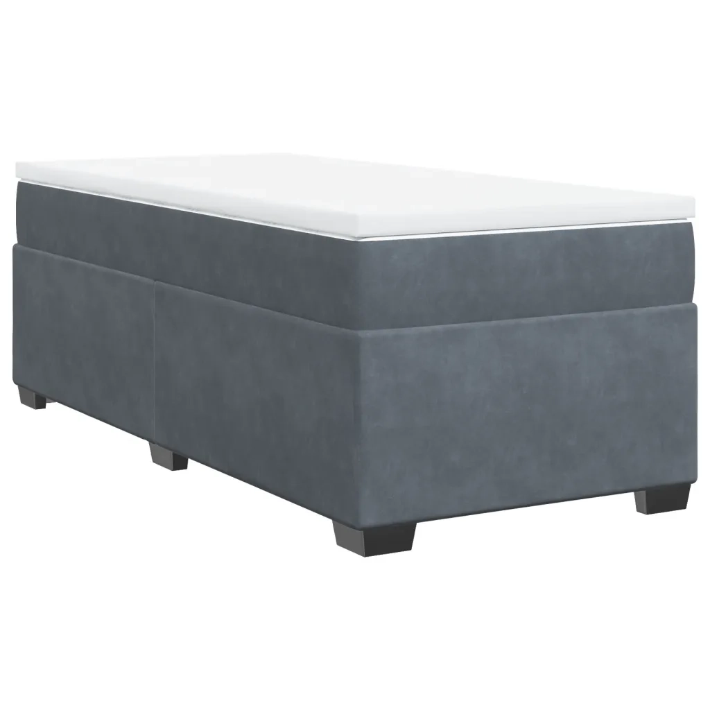 Giroletto a Molle con Materasso Grigio Scuro 100x200 cm Velluto
