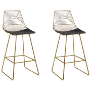 Set di 2 sgabelli in metallo oro con imbottitura in pelle stile moderno contemporaneo
