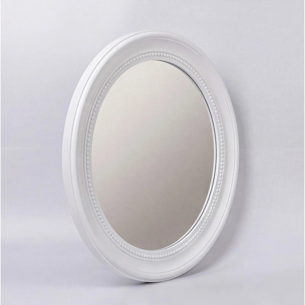 Specchio Decorativo Rotondo MR512 da Parete 45x45 cm Bianco con Bordo Interno Perlinato