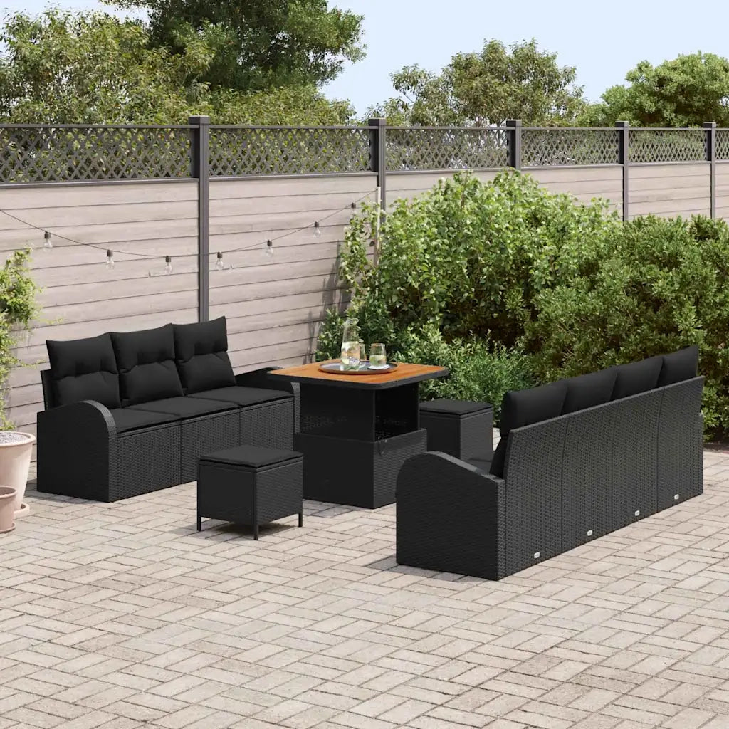 Set Divano da Giardino con cuscino con cuscino 10 pcs Nero 3364304