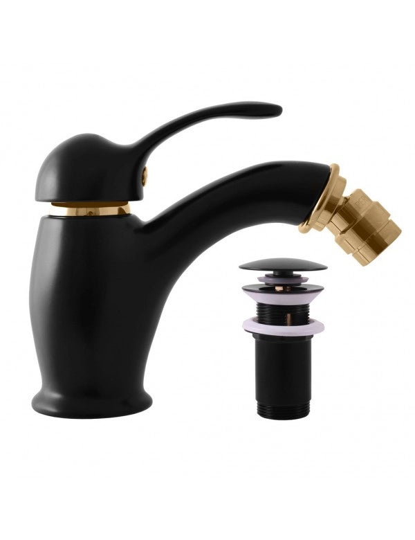 LABE miscelatore bidet con sifone in ottone placcato oro nero opaco