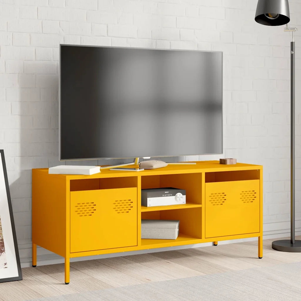 vidaXL Mobile TV Giallo Senape 101,5x39x43,5 cm in Acciaio