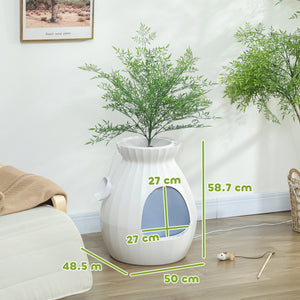 Lettiera Chiusa per Gatti a Forma di Vaso 50x48,5x58,7 cm in ABS e Acciaio Inox Bianco
