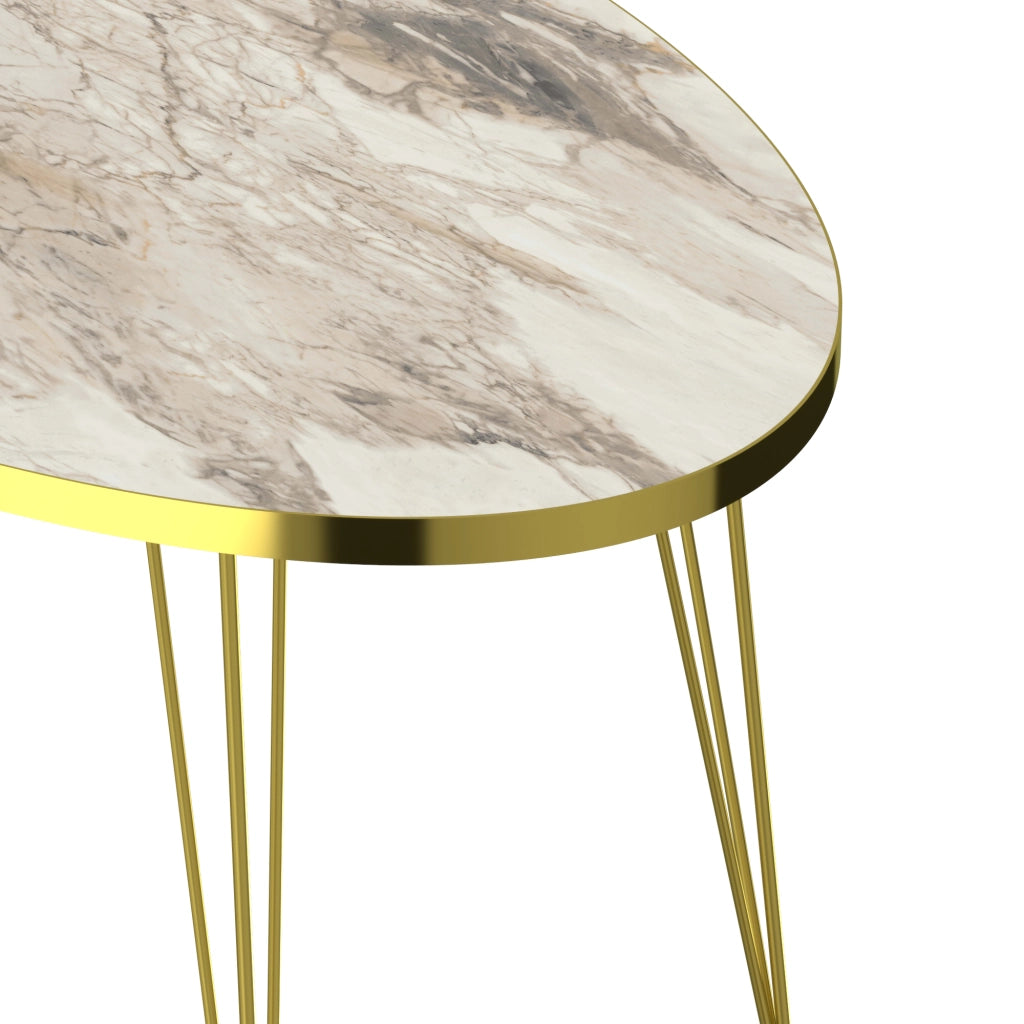 Tavolino Basso da caffè 'Skævinge' (AxLxP) 43 x 90 x 50 cm Tavolino da Salotto con 4 Gambe a Forcina e Piano Ovale -