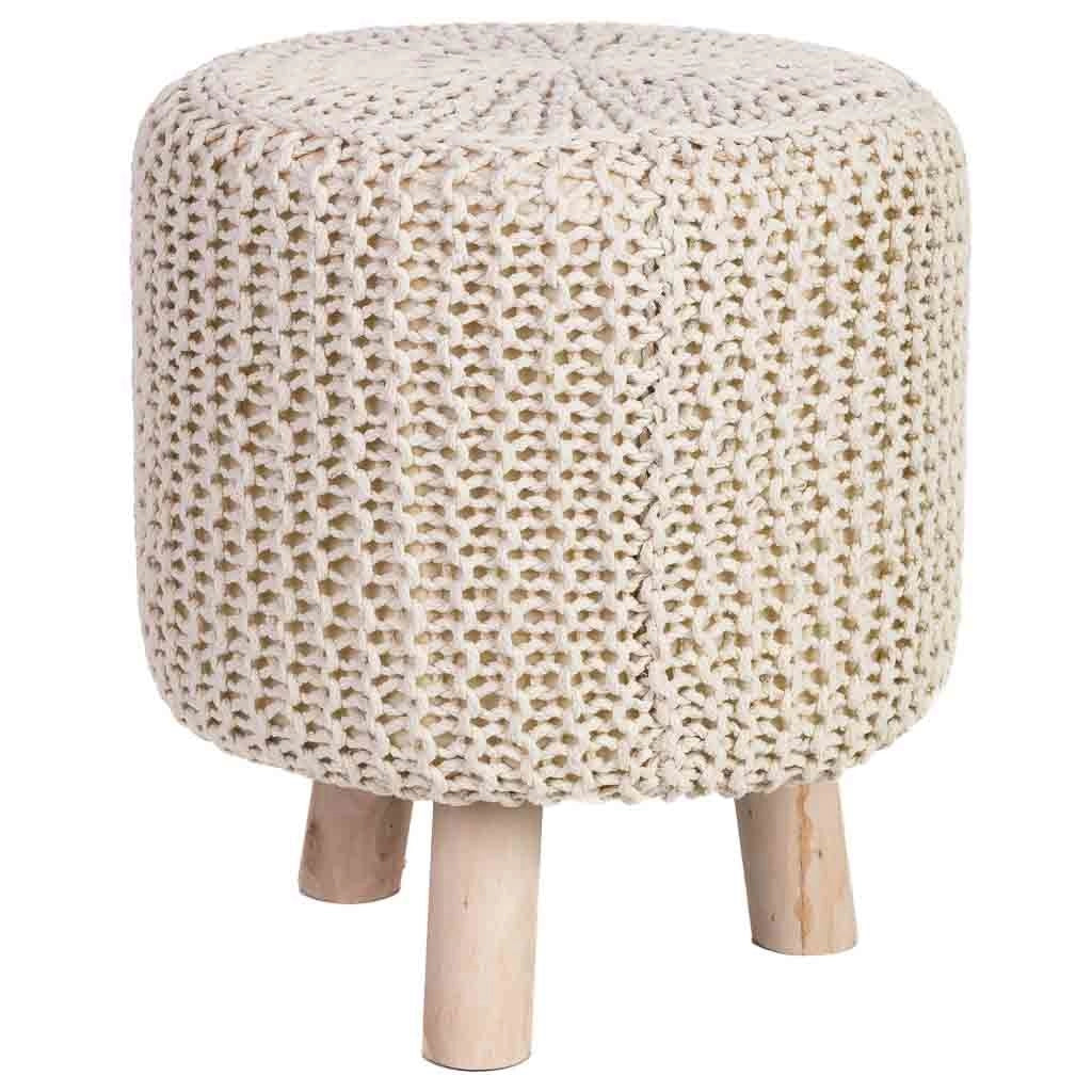 Sgabello in cotone intrecciato e legno giallo 35x35x44h cm
