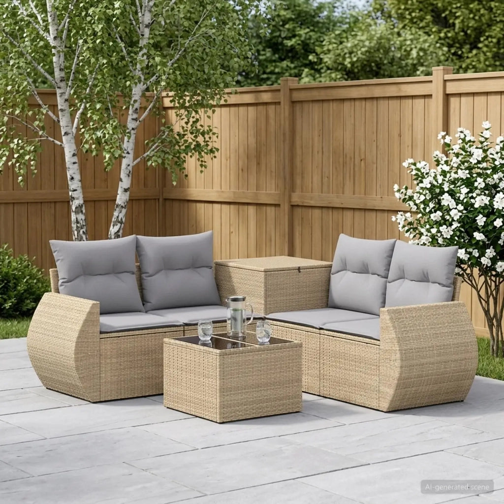 Set di divani 6 pz Beige e Grigio Chiaro 3447521