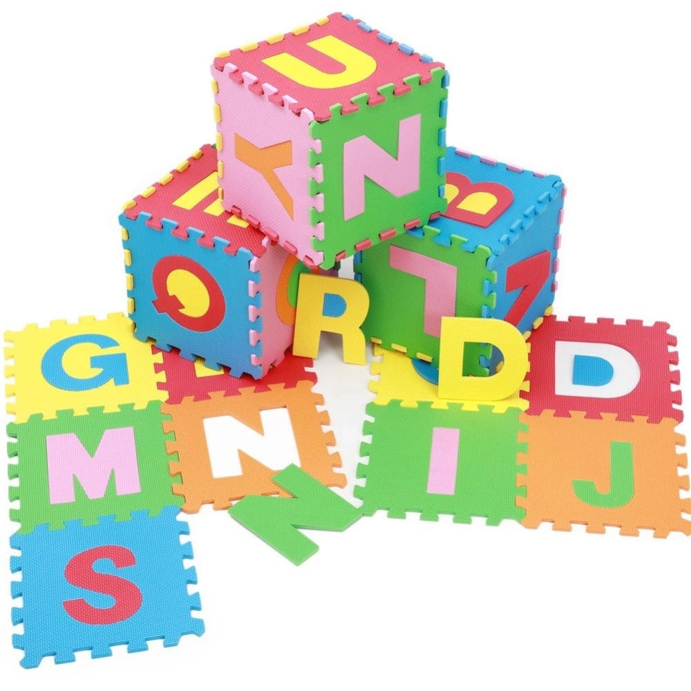 Trade Shop - Tappeto Puzzle Per Bambini Set 60 Pz Gioco Tappetino Lettere Alfabeto Gomma -