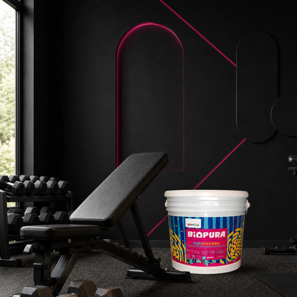 Popintenso palestra e decori interni pittura murale lavabile e coprente cromika *** formato 2.5 lt, colore- nero mezz...