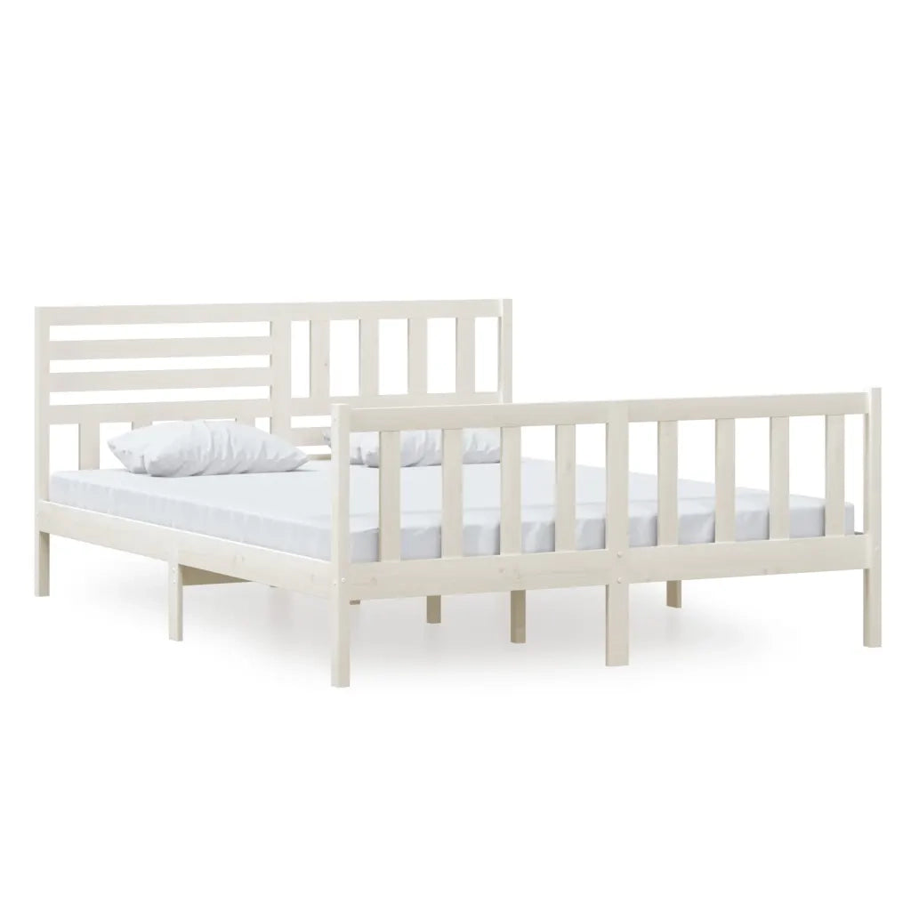 Giroletto-Struttura Letto Bianco in Legno Massello 160x200 cm 808675