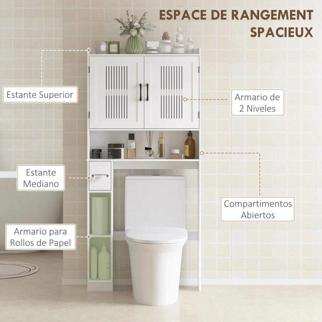 Mobiletto Sospeso per Bagno con 2 Ante e Ripiano Regolabile ¨C Zephmum ¨C Bianco 60x30x30