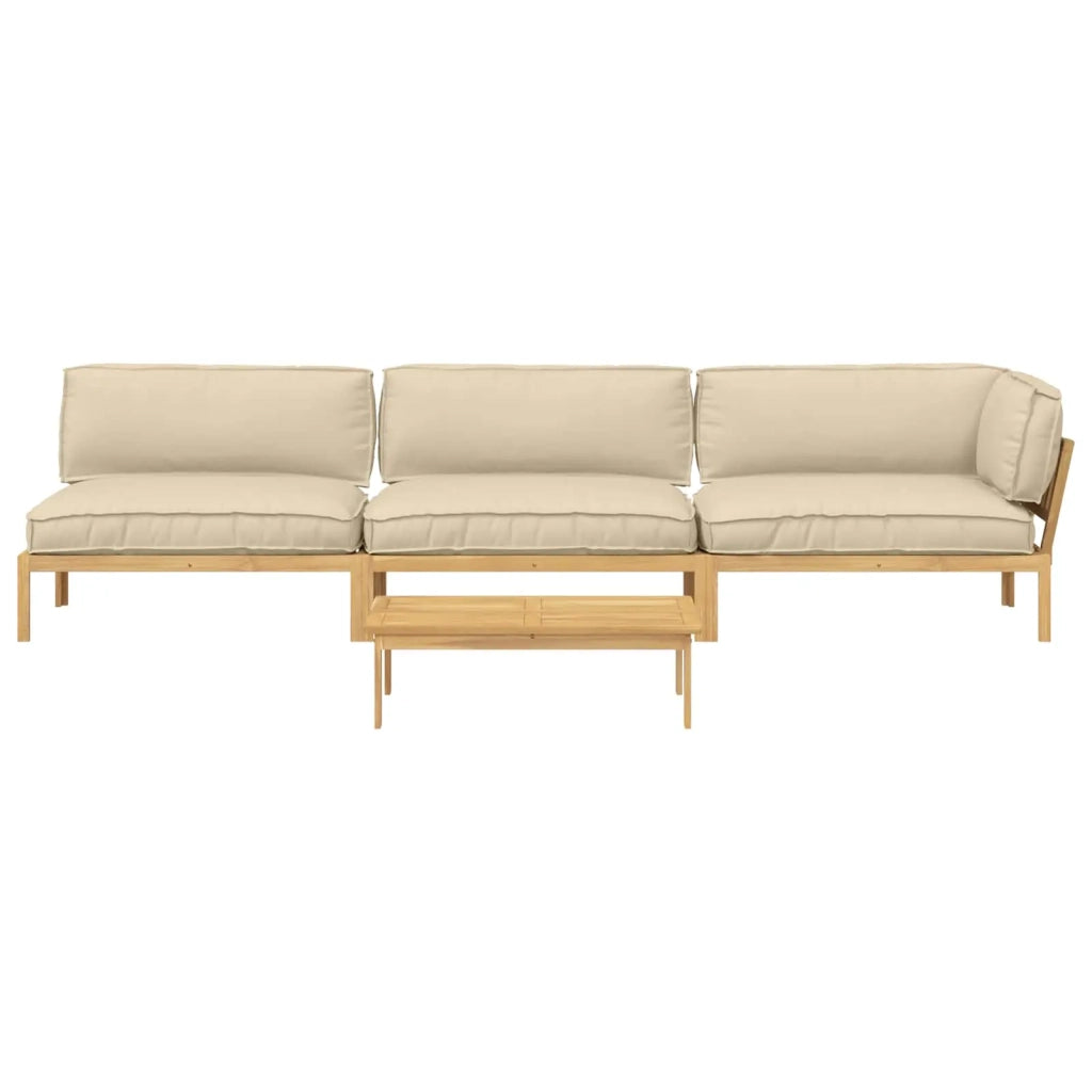 Set di divani con cuscino 4 pcs Beige Legno di Acacia Massello 3418317