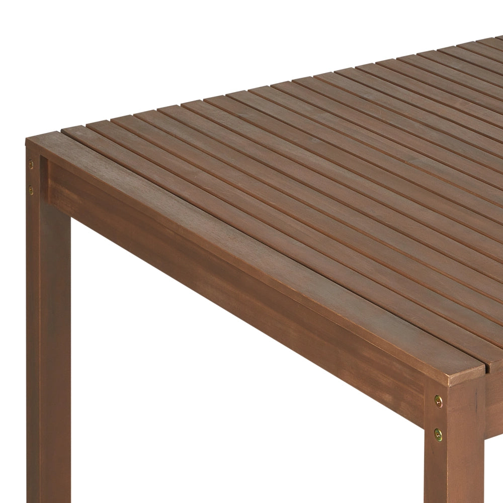 Set da pranzo da giardino 9 pezzi in legno di acacia chiaro 8 sedie con cuscini di seduta strisce blu navy e bianche