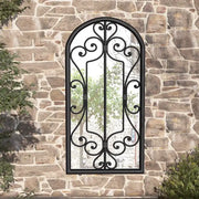 Specchio da Giardino-Specchio Decorativo-Specchio Esterno Nero 70x30 cm in Ferro per Uso Esterno 765571