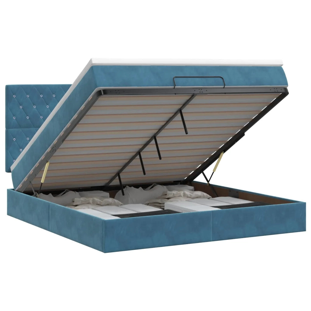 Letto ottomano con materasso Blu Scuro 160 x 200 cm Velluto 3457663