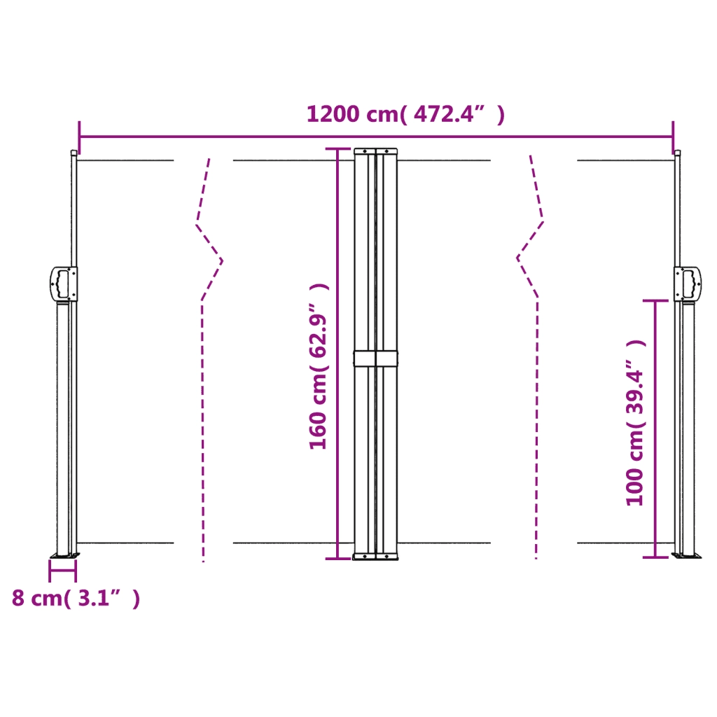 Tenda da Sole | Tenda parasole Laterale Retrattile Rossa 160x1200 cm