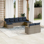 Set Divani da Giardino 9 pz con Cuscini Grigio in Polyrattan 3226404