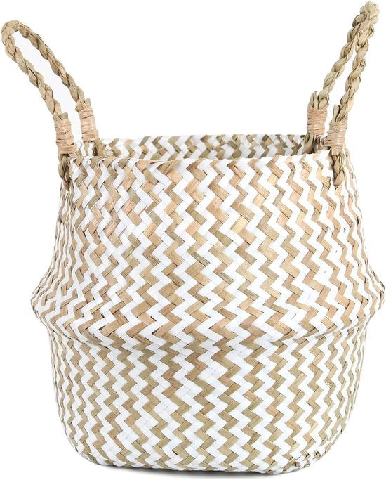 Pannolino intrecciato di salice - decorativo e multifunzionale - bianco - Ø 22 x 20 cm