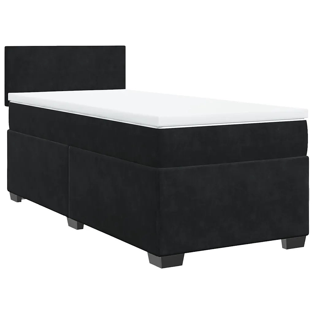 Giroletto a Molle con Materasso-Struttura Letto Nero 80x200 cm in Velluto 339249