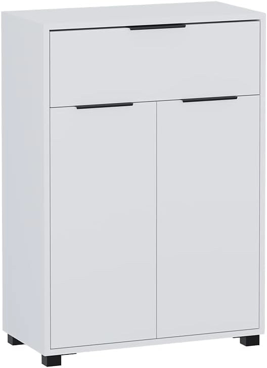cassettiera da bagno Alina, Bianco, 60 x 86 cm con 3 scomparti, per la conservazione in bagno e combinabile con mobili