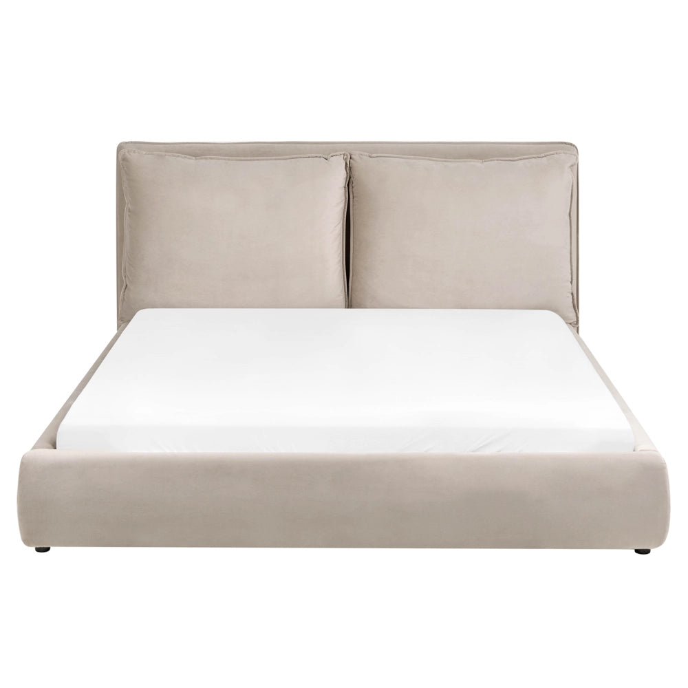 Letto moderno velluto tortora 160 x 200 cm testata imbottita