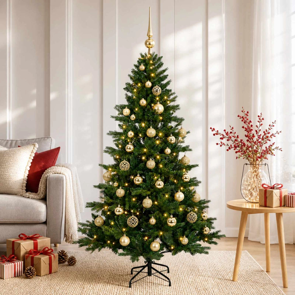 Albero di Natale artificiale con palline 150 cm 150 LED 3465672