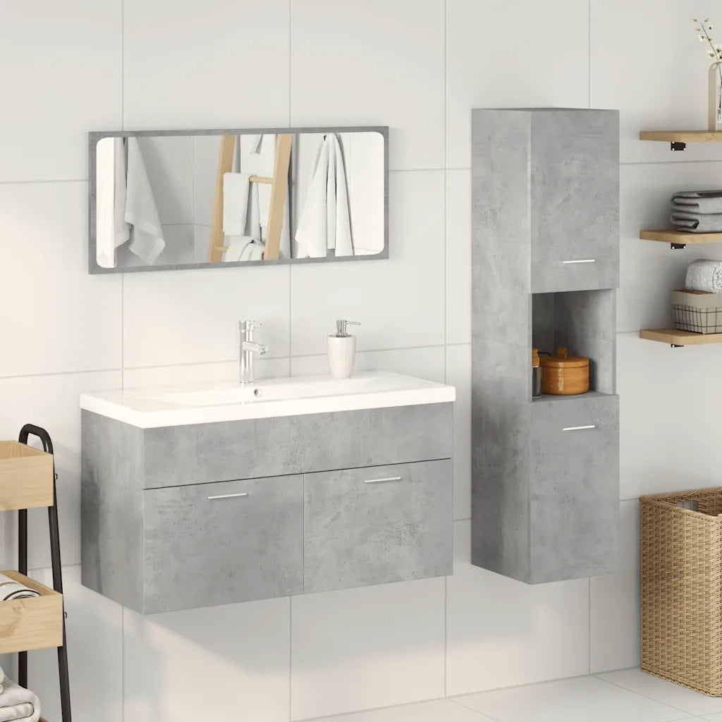 Set Mobili da Bagno 4 pz Grigio Cemento in Legno Multistrato 3324881