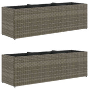 Fioriera rialzata per piante fiori giardino terrazze con 3 vasi set da 2 105 x 30 x 32 cm resina intrecciata grigia 02_0038857
