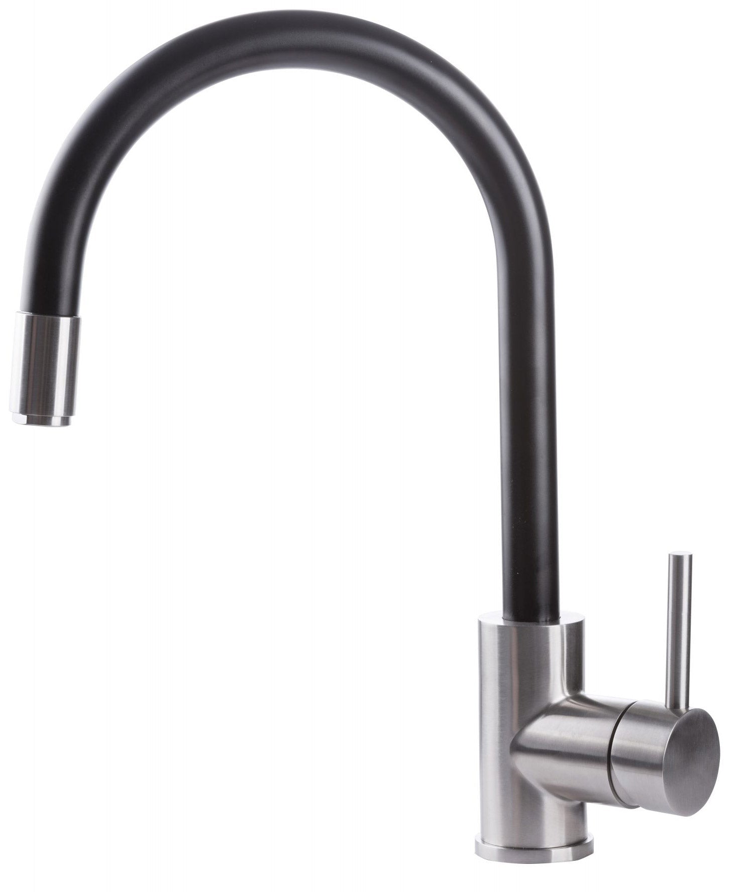 Rubinetto Cucina Miscelatore Monocomando Lavello Canna Tonda Girevole in Acciaio Inox Nero