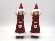 1 pz Decorazione Natale Casa Bimbo in velluto vestito rosso 20 cm