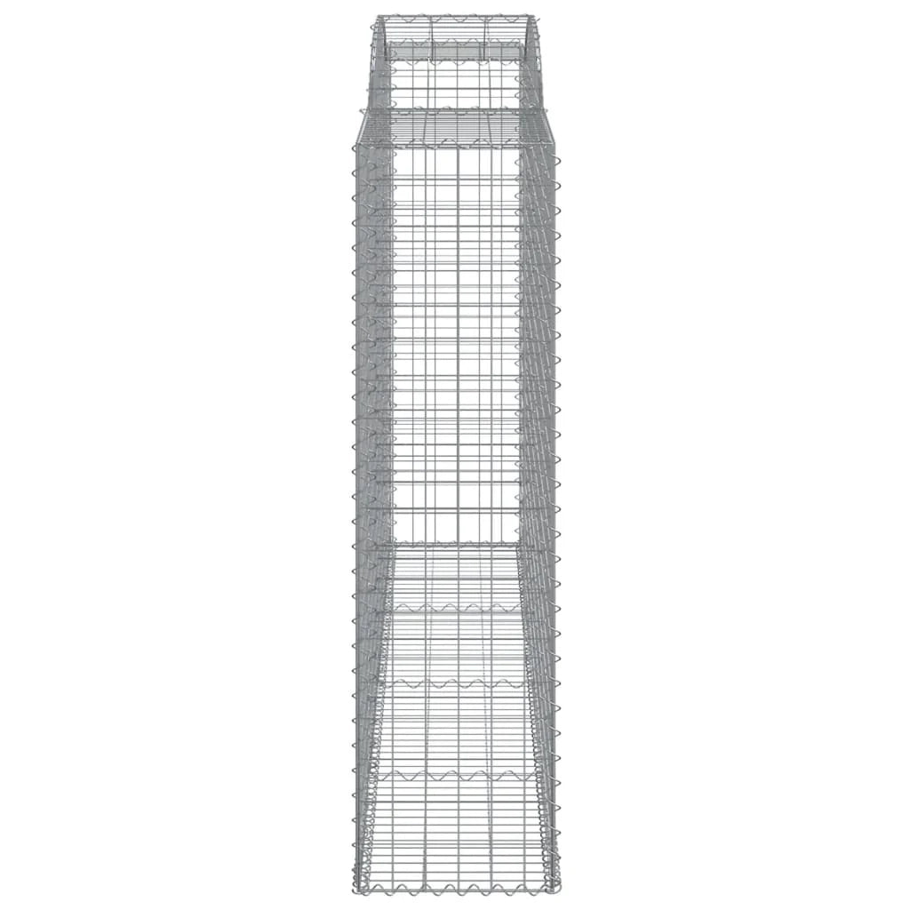 Cestini gabbioni recinzione a gabbia muro di contenimento ad arco 5 pezzi 300 x 50 x 180/200 cm ferro zincato argento 02_0040915