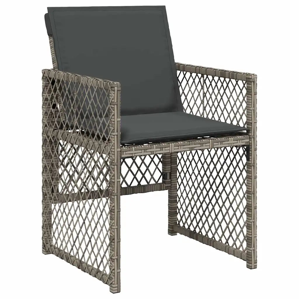 Set da Pranzo da Giardino 13pz con Cuscini Grigio in Polyrattan 3210800