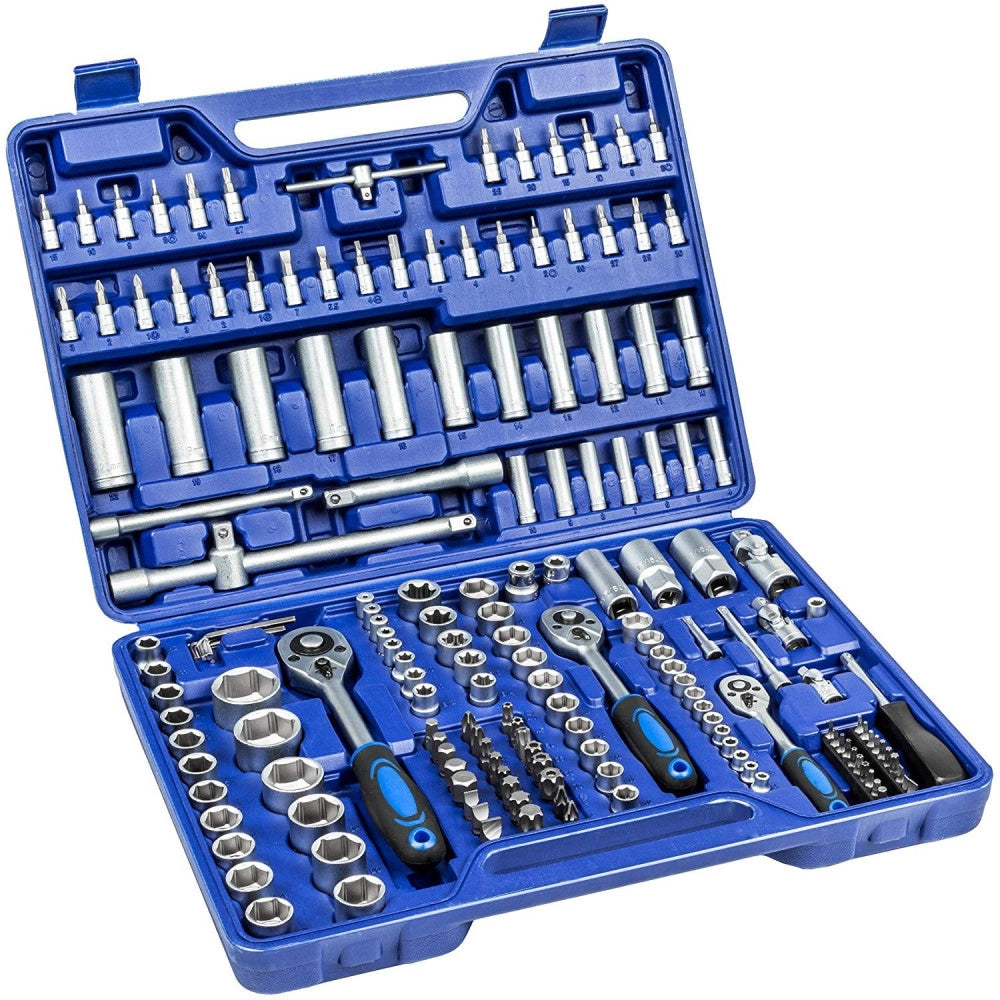 Trade Shop - Kit Inserti + Bussole Boccole Impronta Torx Esagonale Con 3 Cricchetti 171 Pz -