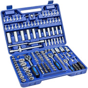 Trade Shop - Kit Inserti + Bussole Boccole Impronta Torx Esagonale Con 3 Cricchetti 171 Pz -