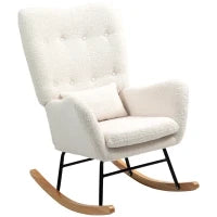 Sedia a Dondolo, Rivestimento Morbido, Imbottitura Spessa, Cuscino Lombare, Antiscivolo, Crema
