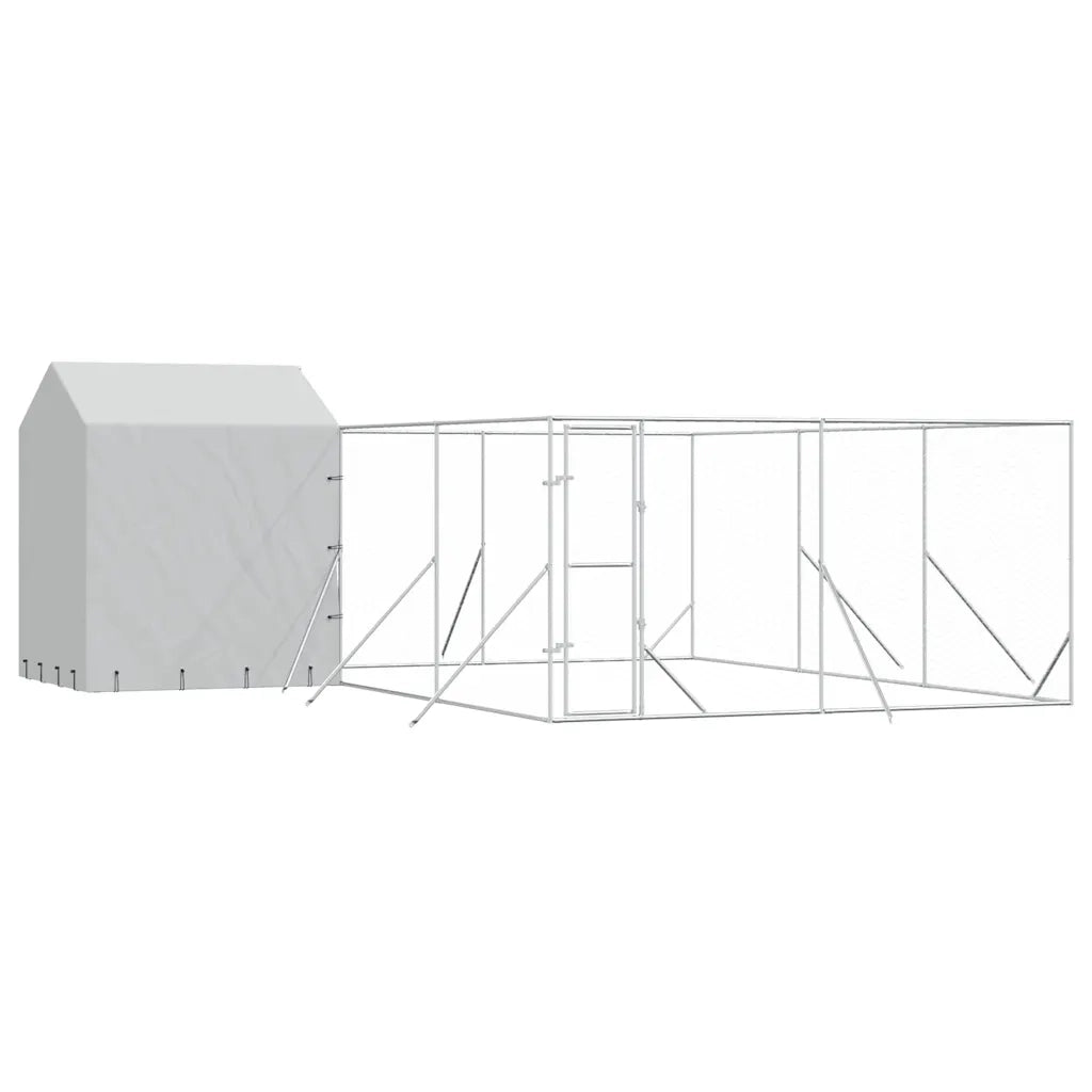 vidaXL Cuccia Cani da Esterno Tetto Argento 6x6x2,5 m Acciaio Zincato