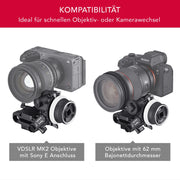 Cine Kit per fotocamere Sony E-mount - follow focus professionale per VDSLR MK2 e obiettivi con baionetta da 62 mm di diametro, marcatura AB regolabile (stopper)