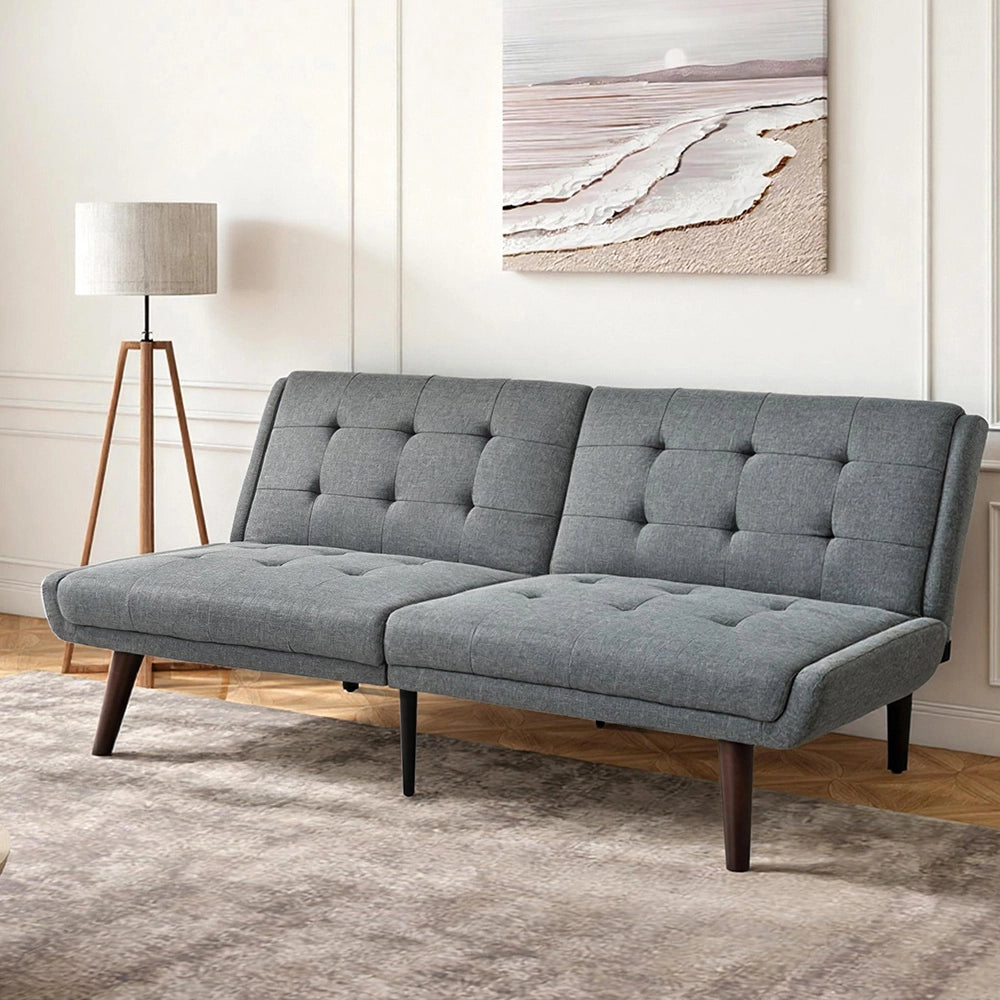 Canap¨¦-lit futon pliable - Xylo - 146 cm - Grigio - Dossier regolabile in 5 posizioni
