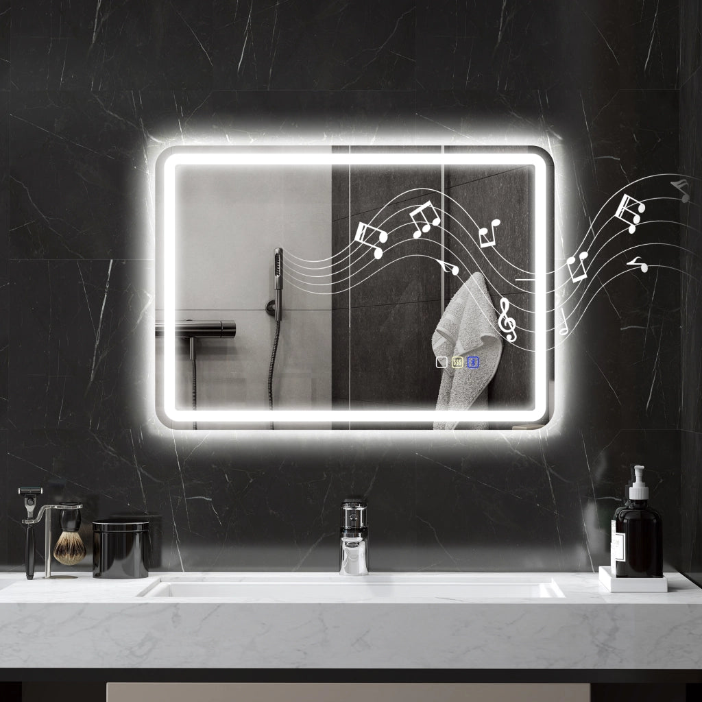 Specchio da Bagno con Illuminazione LED, Antiappannante, 3 Colori Regolabili ¨C Minimal ¨C Argento