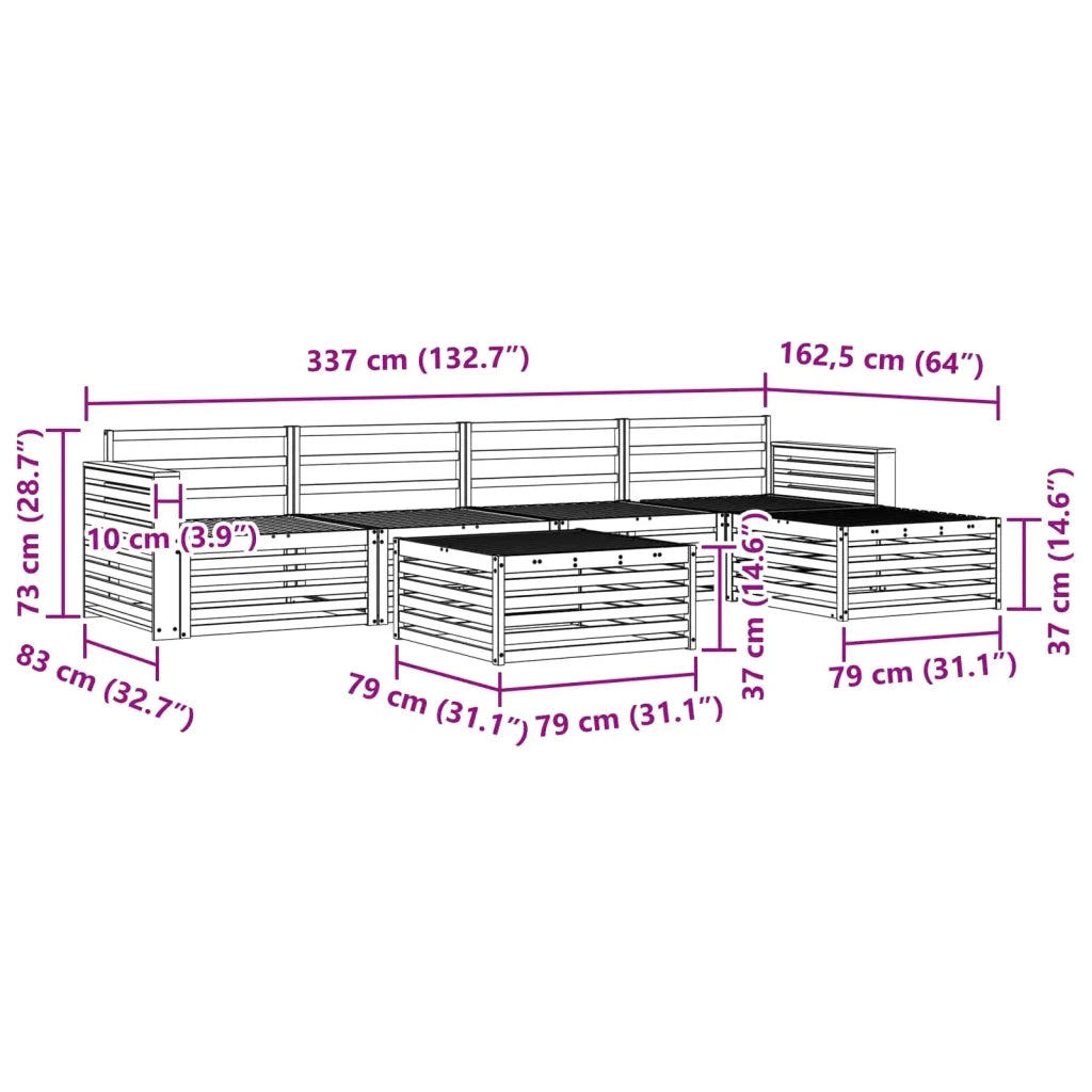 Set di divani da esterno 6 pcs Naturale 3373344