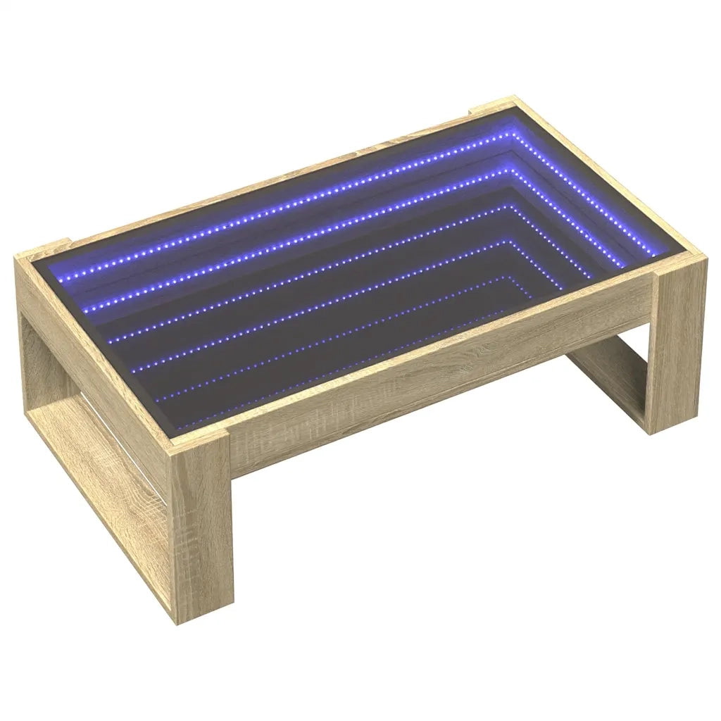 Tavolino da Salotto con LED Infinity Rovere Sonoma 90x53x30 cm 847639
