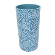 Trade Shop - Bicchiere Porta Spazzolino Celeste Con Maioliche Accessorio Arredo Bagno 87026 -