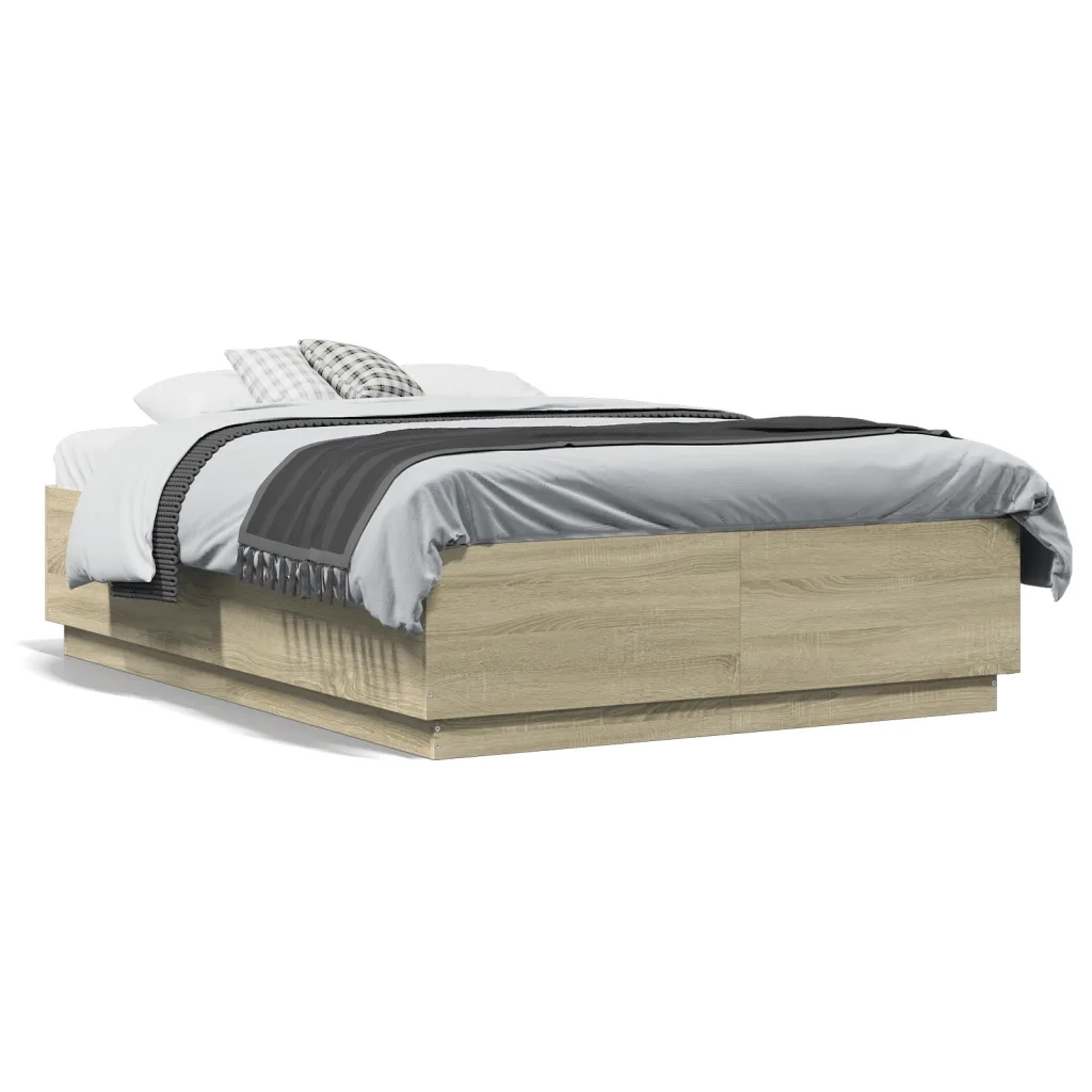 Giroletto Luci LED-Struttura Letto con LED Rovere Sonoma 120x190 cm Legno Multistrato 876175