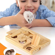 Giocattolo di ricerca alimentare per cavi, 6-in-1 giocattolo interattivo in legno per topi, dispenser di cibo per piccoli animali, adatto per conigli, chinchi, ratti e gerbili