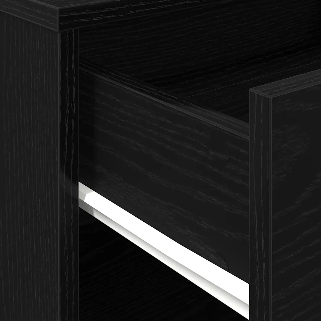 Mobile contenitore moderno con ruote 46 x 36 x 59 cm ampio spazio contenitivo stile contemporaneo legno composito nero 02_0051910