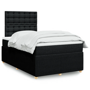 Giroletto a Molle con Materasso Nero 120x200 cm in Tessuto